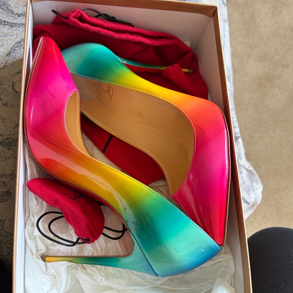 Christian Louboutin Pink and Blue Gradient Heels